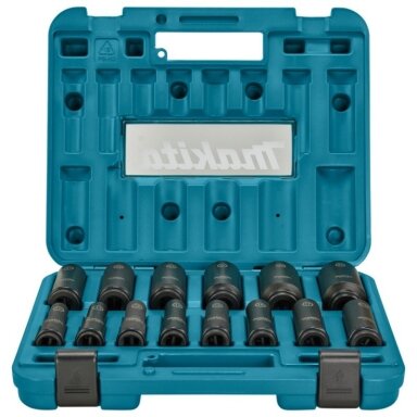 1/2" smūginių sukimo galvučių rinkinys MAKITA E-16586, 14vnt. 1/2" smūginių sukimo galvučių rinkinys MAKITA E-16586, 14vnt.
