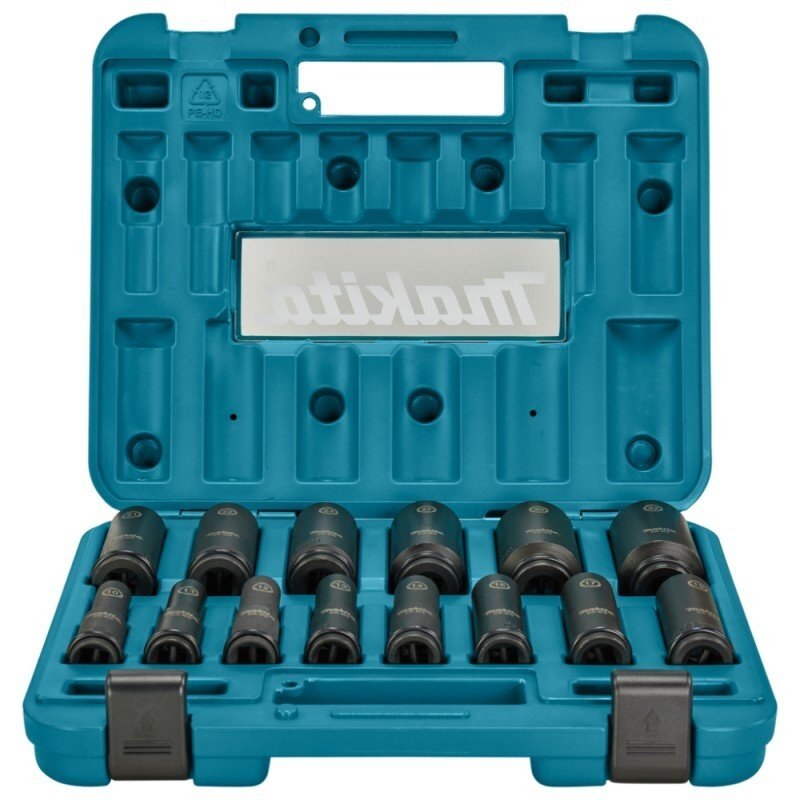 1/2" smūginių sukimo galvučių rinkinys MAKITA E-16586, 14vnt. 1/2" smūginių sukimo galvučių rinkinys MAKITA E-16586, 14vnt.