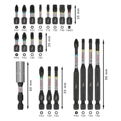20 dalių smūginių antgalių rinkinys BOSCH PRO 2