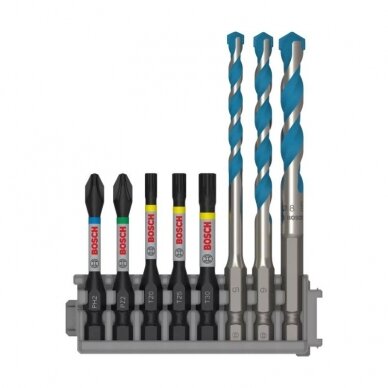8 dalių grąžtų ir antgalių rinkinys BOSCH Impact Control, Hex-9 MC 8 dalių grąžtų ir antgalių rinkinys BOSCH Impact Control, Hex-9 MC