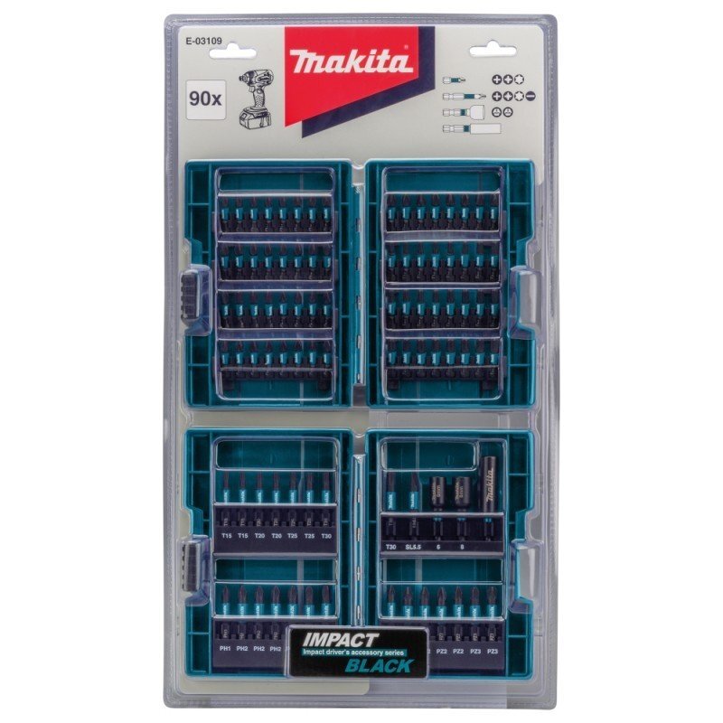 90 dalių smūginių sukimo antgalių rinkinys MAKITA Impact Black 1 90 dalių smūginių sukimo antgalių rinkinys MAKITA Impact Black 1