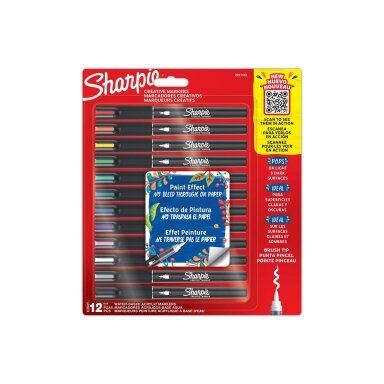 Akriliniai kūrybiniai markeriai vandens pagrindu, 12 vnt, SHARPIE Akriliniai kūrybiniai markeriai vandens pagrindu, 12 vnt, SHARPIE