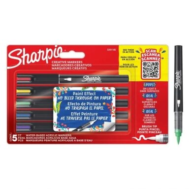 Akriliniai kūrybiniai markeriai vandens pagrindu, 5 vnt, SHARPIE Akriliniai kūrybiniai markeriai vandens pagrindu, 5 vnt, SHARPIE