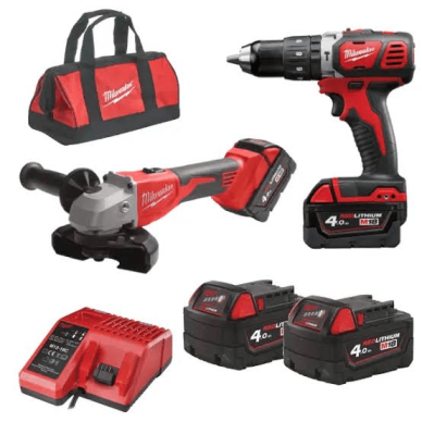 Akumuliatorinių įrankių komplektas Milwaukee M18 BLPP2F-402B Akumuliatorinių įrankių komplektas Milwaukee M18 BLPP2F-402B