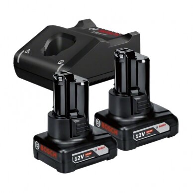 Akumuliatorių ir įkroviklio komplektas BOSCH GBA 12V 6,0Ah Akumuliatorių ir įkroviklio komplektas BOSCH GBA 12V 6,0Ah