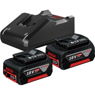 Akumuliatorių ir įkroviklio komplektas BOSCH GBA 4,0Ah 18V GAL Akumuliatorių ir įkroviklio komplektas BOSCH GBA 4,0Ah 18V GAL
