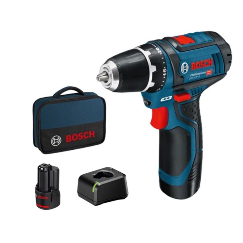 Akumuliatorinis suktuvas-gręžtuvas BOSCH GSR 12V-15 2x2,0Ah Akumuliatorinis suktuvas-gręžtuvas BOSCH GSR 12V-15 2x2,0Ah