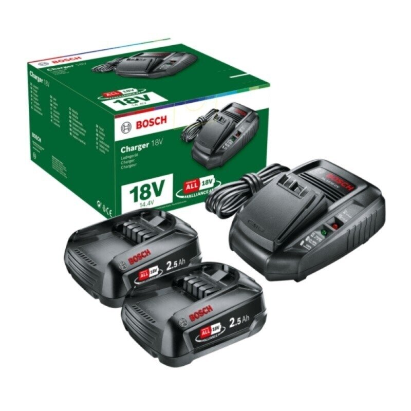 Akumuliatorių ir įkroviklio komplektas BOSCH AL1830CV 18V 2,5Ah Akumuliatorių ir įkroviklio komplektas BOSCH AL1830CV 18V 2,5Ah