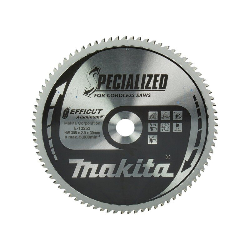 Aliuminio pjovimo diskas MAKITA EFFICUT 305x30mm 81T -3° Aliuminio pjovimo diskas MAKITA EFFICUT 305x30mm 81T -3°