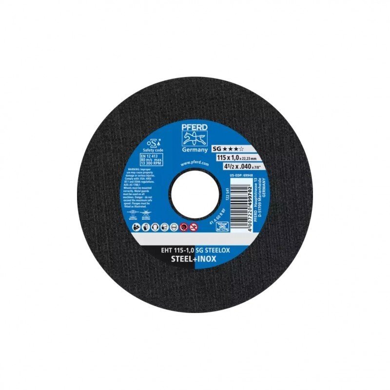 Atpjovimo diskas PFERD R SG-INOX EHT 115x1.0mm Atpjovimo diskas PFERD R SG-INOX EHT 115x1.0mm