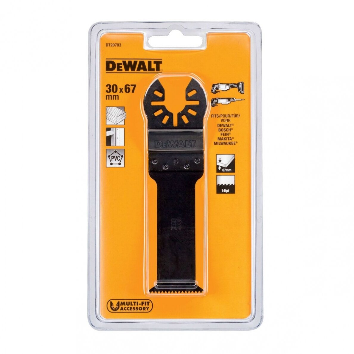 Daugiafunkcinio įrankio geležtė 30 mm x 67 mm, DeWALT 3