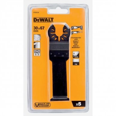 Daugiafunkcinio įrankio geležtės 30x67 mm, DeWALT, 5 vnt. 2 Daugiafunkcinio įrankio geležtės 30x67 mm, DeWALT, 5 vnt. 2
