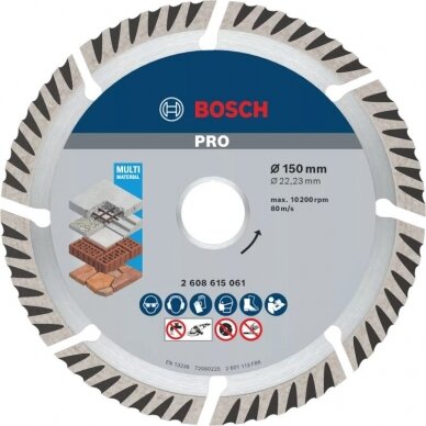 Deimantinis pjovimo diskas BOSCH Universal 150x22,23mm Deimantinis pjovimo diskas BOSCH Universal 150x22,23mm
