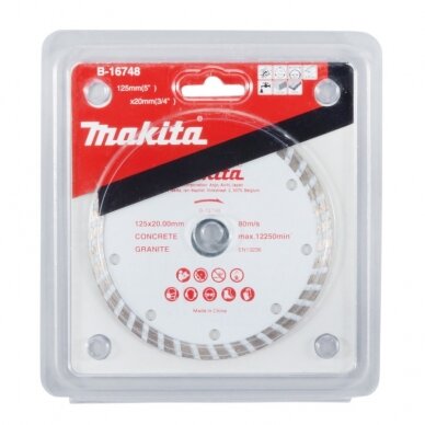 Deimantinis pjovimo diskas MAKITA B-16748 125x20mm 1 Deimantinis pjovimo diskas MAKITA B-16748 125x20mm 1