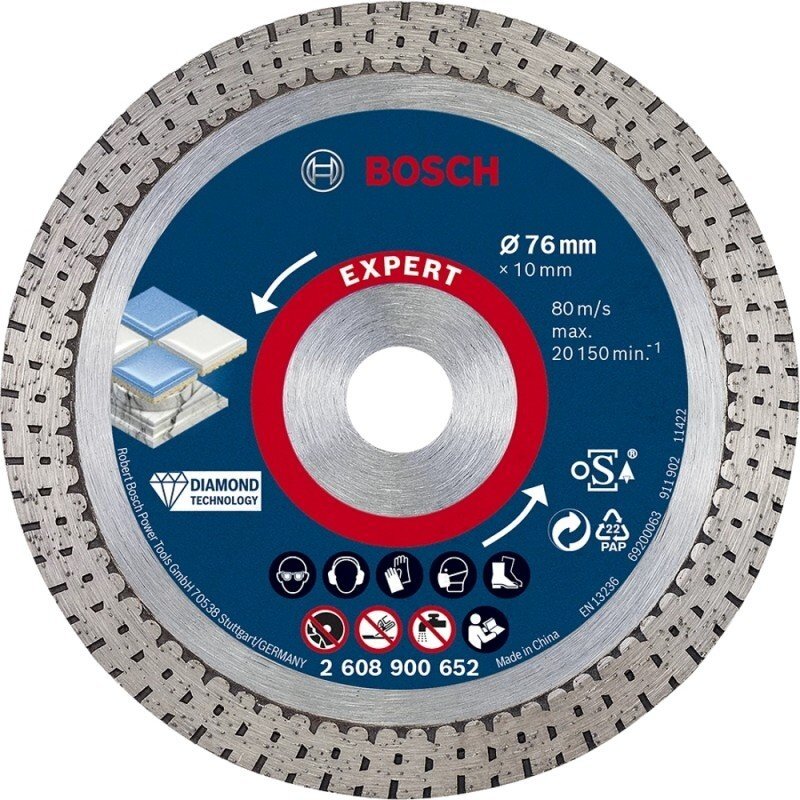 Deimantinis pjovimo diskas BOSCH Expert HardCeramic 76x10mm Deimantinis pjovimo diskas BOSCH Expert HardCeramic 76x10mm