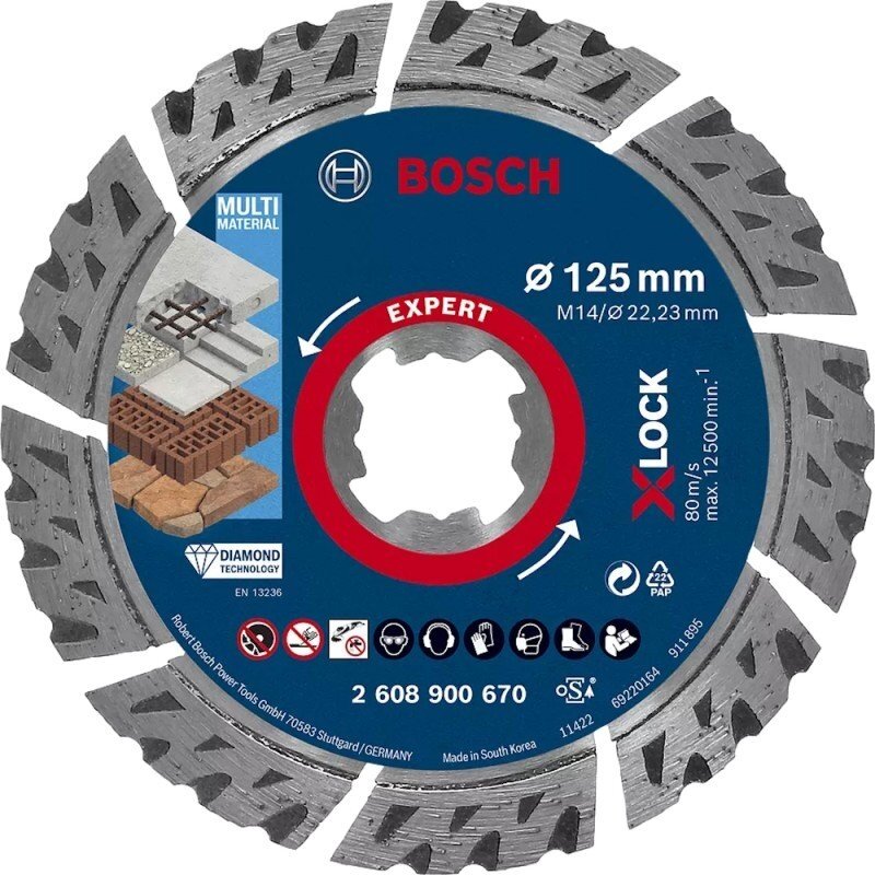 Deimantinis pjovimo diskas BOSCH Exspert X-LOC 125x22,23mm Deimantinis pjovimo diskas BOSCH Exspert X-LOC 125x22,23mm