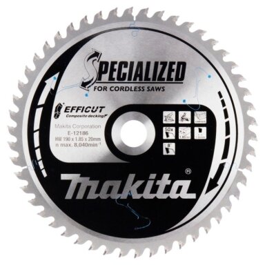 Diskas kompozitinei dangai MAKITA HM 190x30x1,85mm Z-50 Diskas kompozitinei dangai MAKITA HM 190x30x1,85mm Z-50