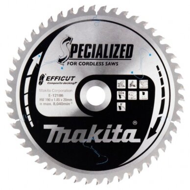 Diskas kompozitinei dangai MAKITA HM 190x30x1,85mm Z-50 Diskas kompozitinei dangai MAKITA HM 190x30x1,85mm Z-50