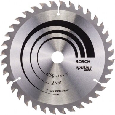 Diskinio pjūklo diskas medienai BOSCH 190x30x2,4mm Z24 Diskinio pjūklo diskas medienai BOSCH 190x30x2,4mm Z24