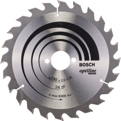 Diskinio pjūklo diskas medienai BOSCH 190x30x2mm Z24 Diskinio pjūklo diskas medienai BOSCH 190x30x2mm Z24