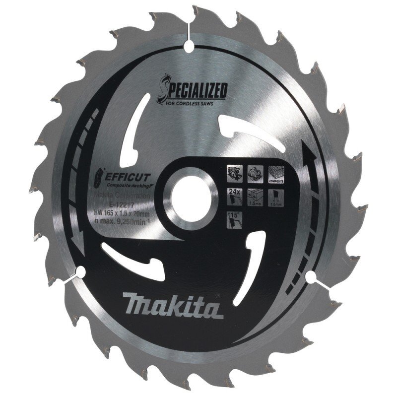 Diskas kompozitinei dangai MAKITA HM 165x20x1,5mm Z-24 1 Diskas kompozitinei dangai MAKITA HM 165x20x1,5mm Z-24 1