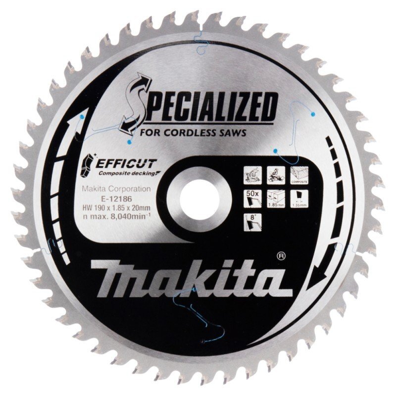 Diskas kompozitinei dangai MAKITA HM 190x30x1,85mm Z-50 Diskas kompozitinei dangai MAKITA HM 190x30x1,85mm Z-50