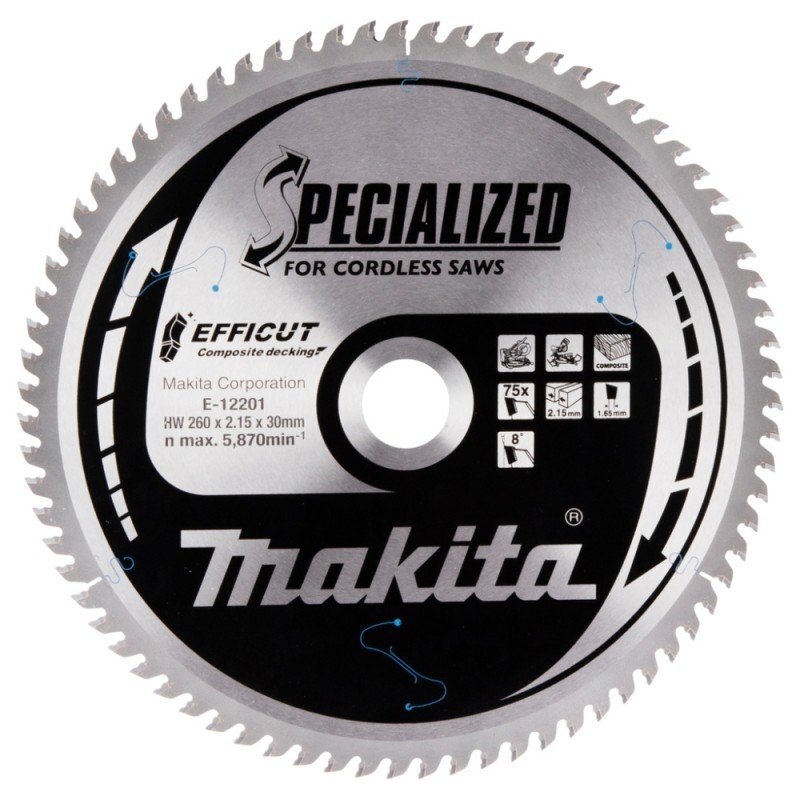 Diskas kompozitinei dangai MAKITA HM 260x30x2,15mm Z-75 Diskas kompozitinei dangai MAKITA HM 260x30x2,15mm Z-75
