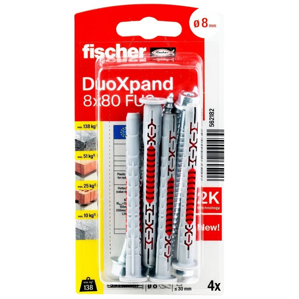 DuoXpand kaištis su varžtu 8x80 FUS, 4 vnt. 4 DuoXpand kaištis su varžtu 8x80 FUS, 4 vnt. 4