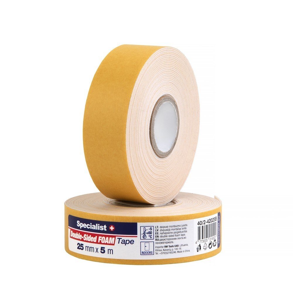 Dvip. mont. juosta 25 mm x 5 m, balta Dvip. mont. juosta 25 mm x 5 m, balta