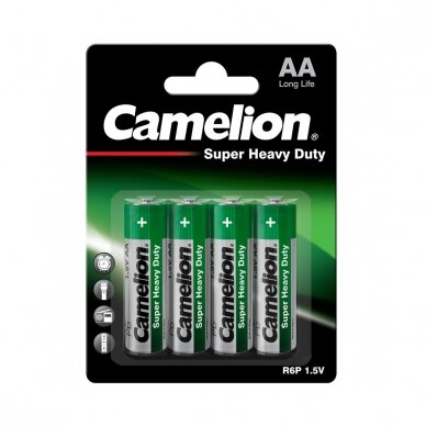 Elementai, anglies cinko, AA, 1,5V, R06, B4, CAMELION, 4 vnt. Elementai, anglies cinko, AA, 1,5V, R06, B4, CAMELION, 4 vnt.