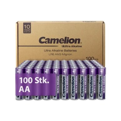 Elementai Ultra Alkaline, AA, B100, CAMELION, 100 vnt. Elementai Ultra Alkaline, AA, B100, CAMELION, 100 vnt.