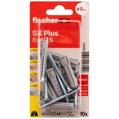 FISCHER kaiščiai su varžtais SX Plus S, 8x40 mm, 10 vnt.