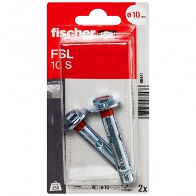 Fischer ankeris su varžtu FSL 10 S 2vnt. 4 Fischer ankeris su varžtu FSL 10 S 2vnt. 4