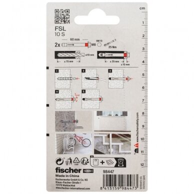 Fischer ankeris su varžtu FSL 10 S 2vnt. 5 Fischer ankeris su varžtu FSL 10 S 2vnt. 5