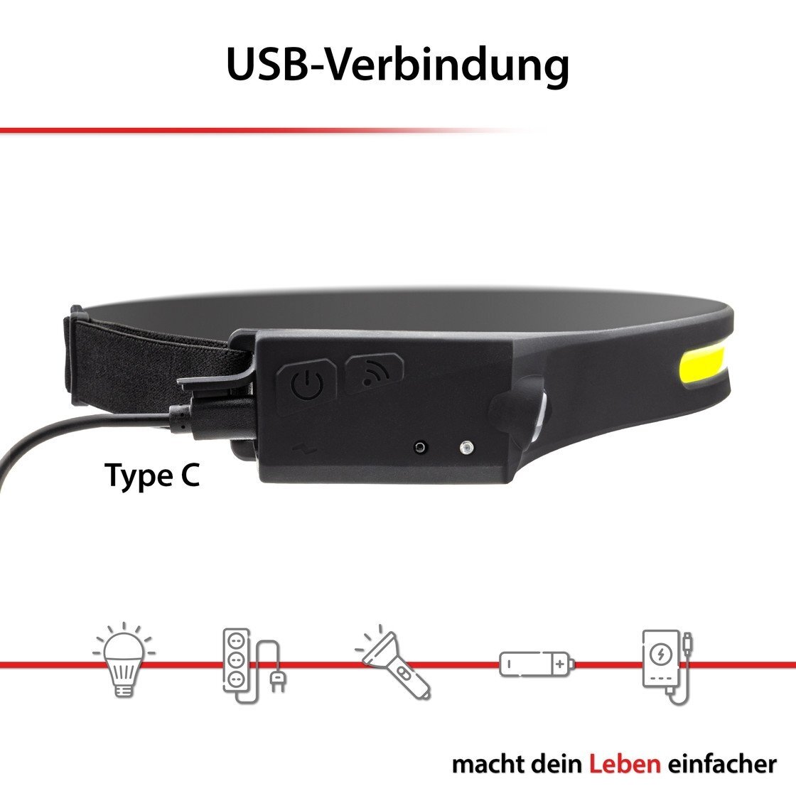 Galvos žibintuvėlis, 5W + 3W, įkraunamas USB-C, ARCAS 3 Galvos žibintuvėlis, 5W + 3W, įkraunamas USB-C, ARCAS 3