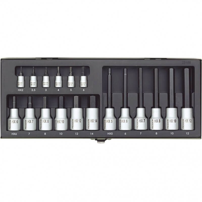 Galvučių rinkinys 1/4"+1/2" HEX 18 dalių PROXXON Galvučių rinkinys 1/4"+1/2" HEX 18 dalių PROXXON