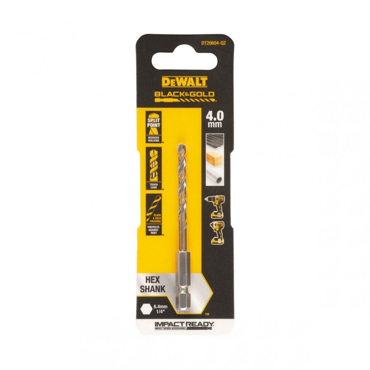 Grąžtas metalui HEX 1/4, 4,0 mm, DeWALT Grąžtas metalui HEX 1/4, 4,0 mm, DeWALT
