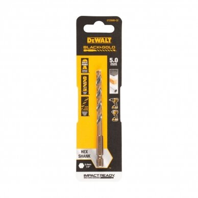 Grąžtas metalui HEX 1/4, 5,0 mm, DeWALT Grąžtas metalui HEX 1/4, 5,0 mm, DeWALT