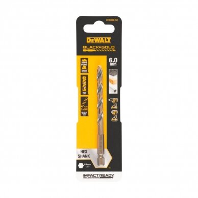 Grąžtas metalui HEX 1/4, 6,0 mm, DeWALT Grąžtas metalui HEX 1/4, 6,0 mm, DeWALT
