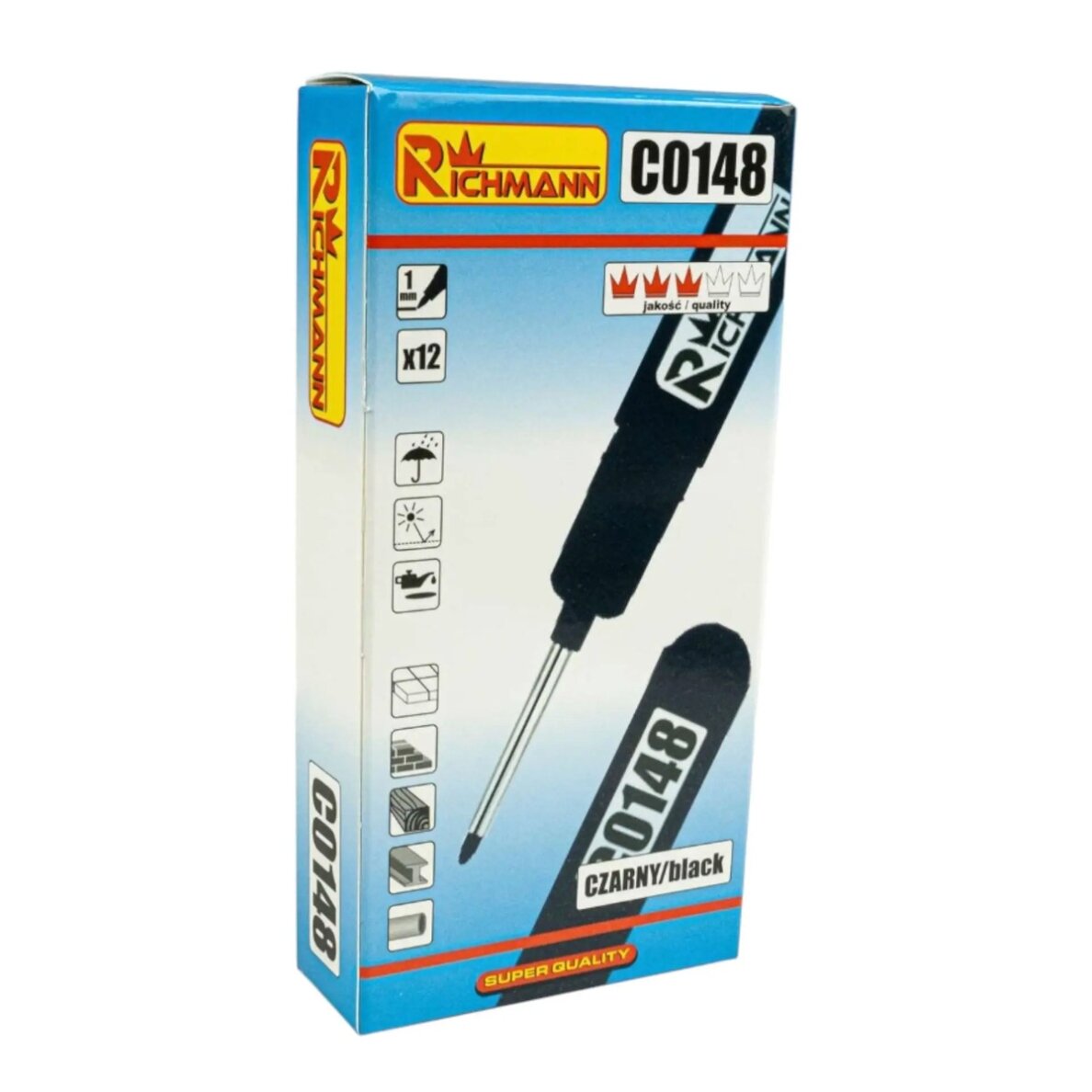 Juodas markeris 1mm, ilgu galu RICHMANN 4