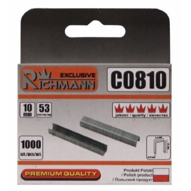 Kabės 53 tipo „RICHMANN" 10 mm, 1000 vnt. Kabės 53 tipo „RICHMANN" 10 mm, 1000 vnt.