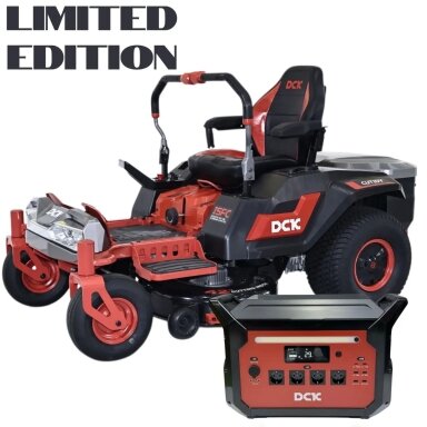Limited Rinkinys Akumuliatorinis vejos traktorius ir Greitasis pakrovėjas/Power bankas 58V,  DCK (1 x 40Ah + 2 x 7,5Ah  akumuliatoriai)