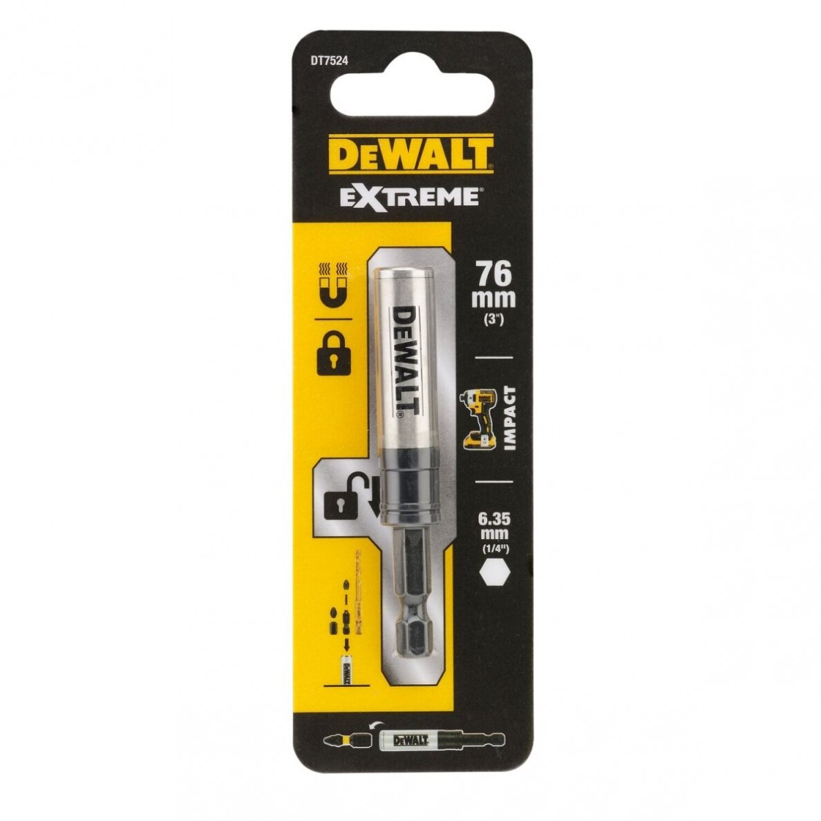 Magnetinis, rakinamas antgalių laikiklis 76 mm, DeWalt 1 Magnetinis, rakinamas antgalių laikiklis 76 mm, DeWalt 1