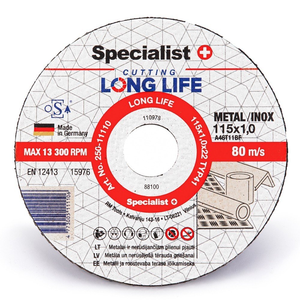Metalo pj.diskas LONG LIFE 115x1x22 mm Metalo pj.diskas LONG LIFE 115x1x22 mm
