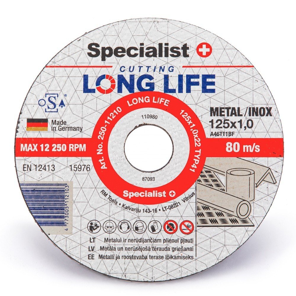 Metalo pj.diskas LONG LIFE 125x1x22 mm Metalo pj.diskas LONG LIFE 125x1x22 mm