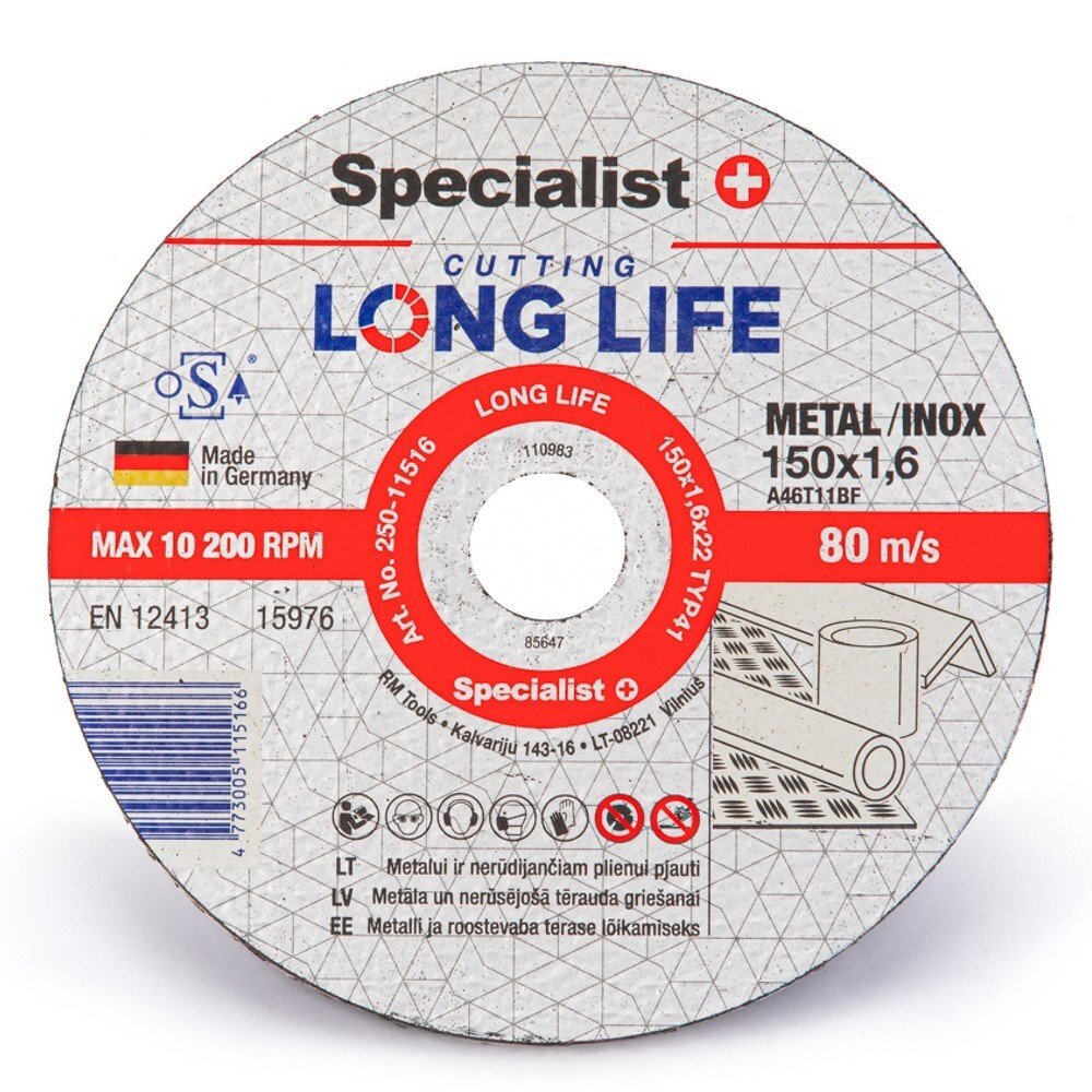 Metalo pj.diskas LONG LIFE 150x1,6x22 mm Metalo pj.diskas LONG LIFE 150x1,6x22 mm