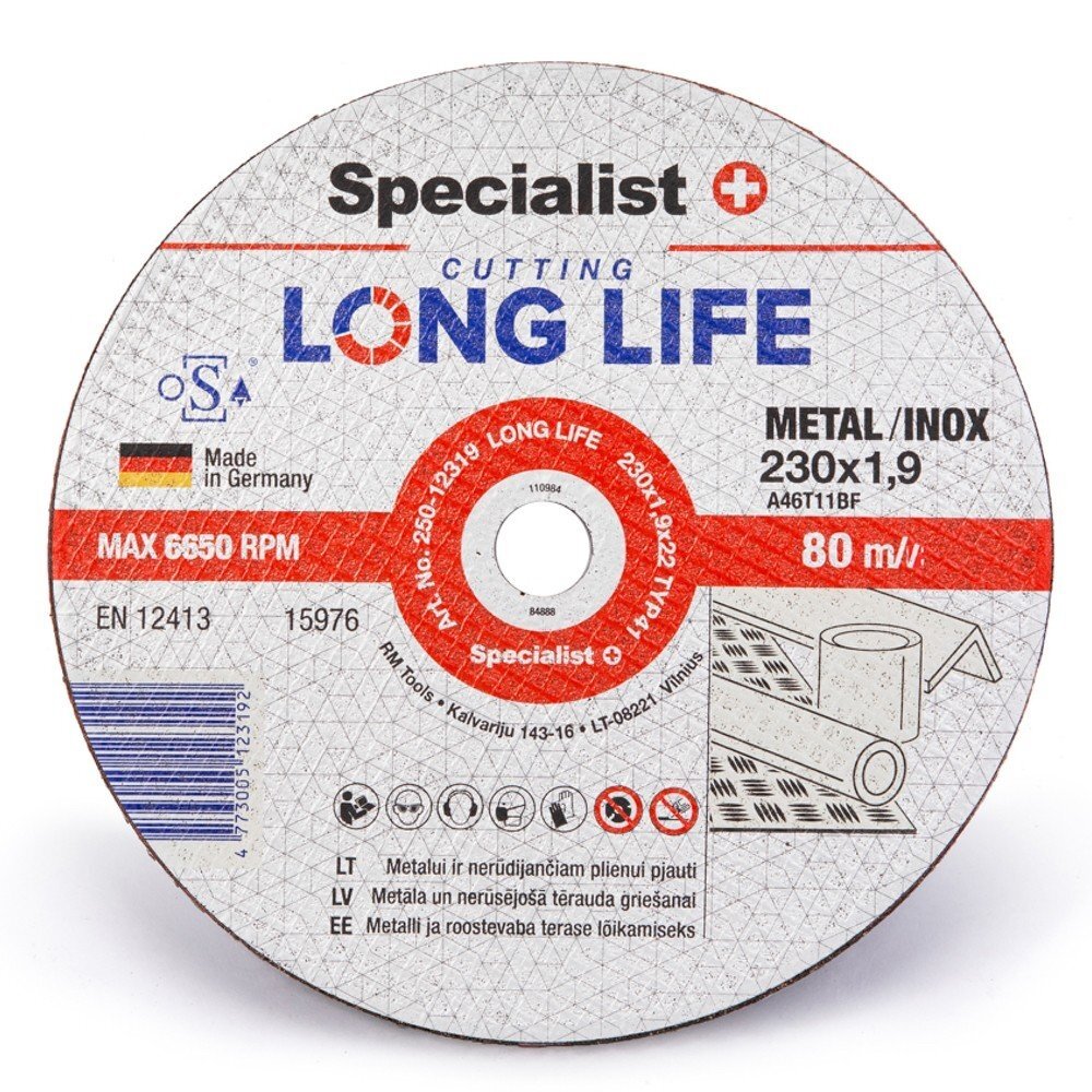 Metalo pj.diskas LONG LIFE 230x1,9x22 mm Metalo pj.diskas LONG LIFE 230x1,9x22 mm