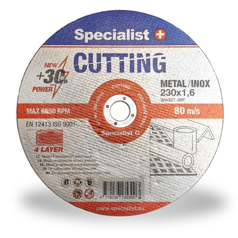 Metalo pjovimo diskas Specialist+ 230x1,6x22 mm Metalo pjovimo diskas Specialist+ 230x1,6x22 mm