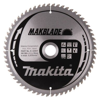 Medžio pjovimo diskas MAKITA 260x2,3x30mm 60T 5°