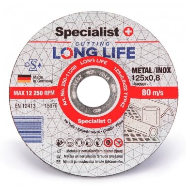 Metalo pj.diskas LONG LIFE 125x0,8x22 mm
